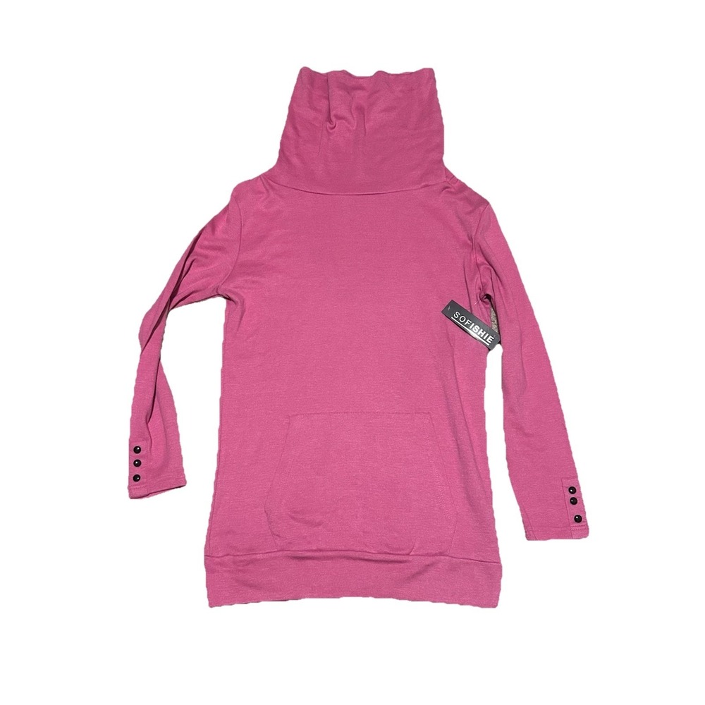 SOFISHIE Womens Large Turtleneck Sweater Pink Cotton/Polyester Pocketed